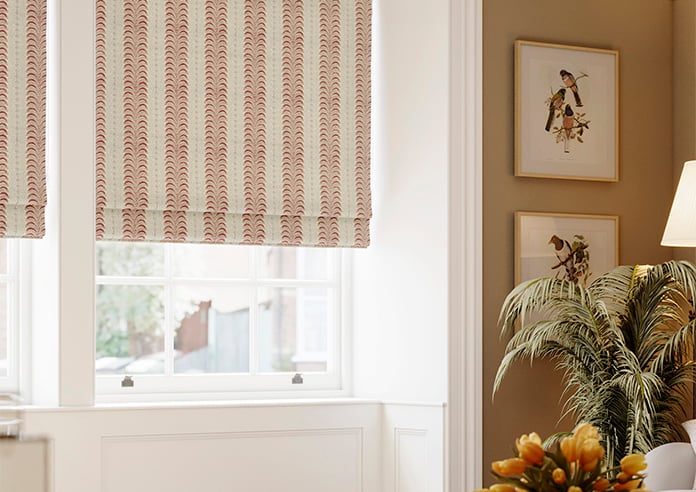 Land & Shore Fintra Stripe, Red Blue - Twist&Fit Roman Blind - Image 5